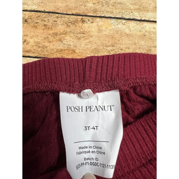 Posh Peanut Maroon Ribbed Ruffle Butt Leggings 3T/4T - Picture 4 of 4